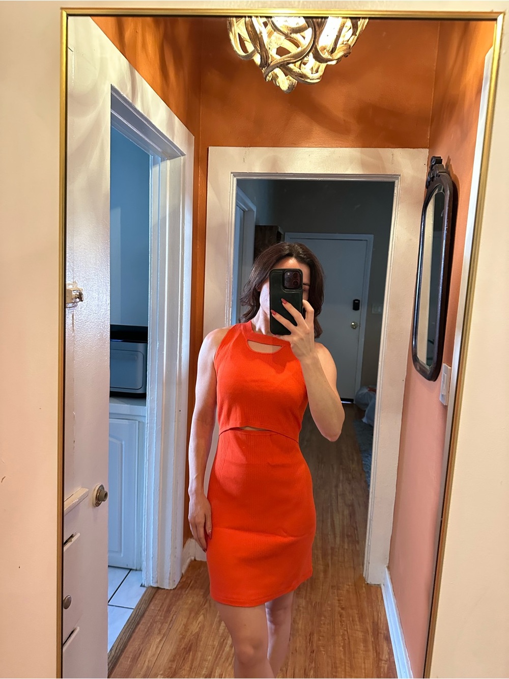 Bailey 44 Orange Sleeveless Cutout Mini Dress
